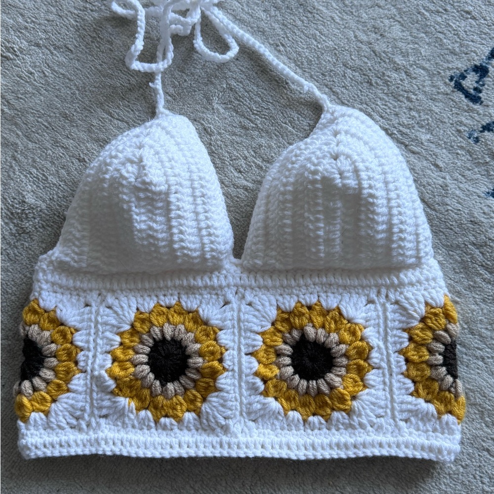 Crochet Sunflower Halter Top